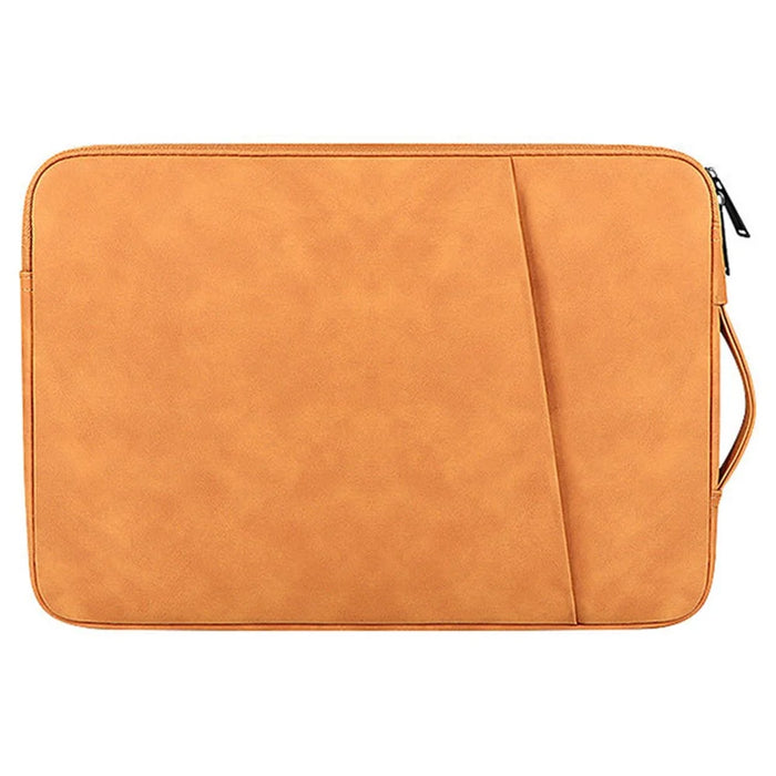 ND03S 14.1-15.4 inch PU Leather Laptop Bag Shockproof Notebook Handbag - Yellowish Brown - 1