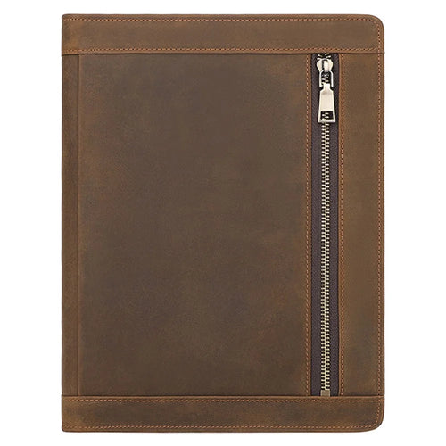 A0014 11-inch Tablet Sleeve Pouch Retro First Layer Cowhide Tablet Zipper Protective Bag - 1
