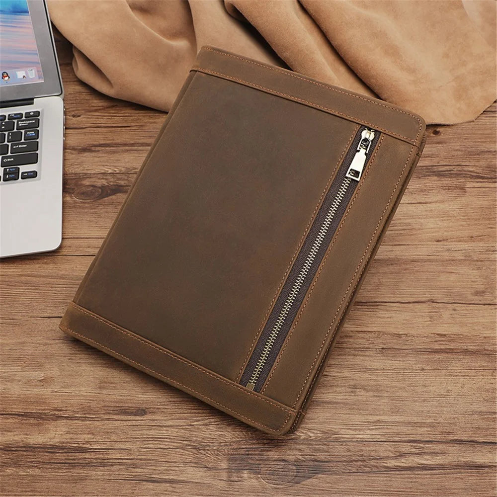 A0014 11-inch Tablet Sleeve Pouch Retro First Layer Cowhide Tablet Zipper Protective Bag - 4