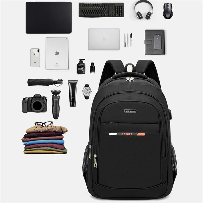 ZWX-6010 Size S Oxford Cloth Travel Backpack Dual Shoulder Laptop Bag with USB Port - Red - 6