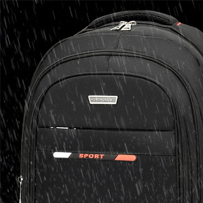 ZWX-6010 Size S Oxford Cloth Travel Backpack Dual Shoulder Laptop Bag with USB Port - Red - 7