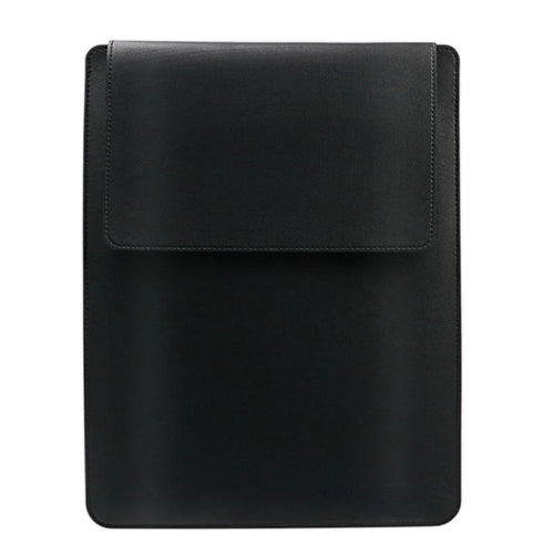 13.3-14 inch Notebook Carrying Bag Fold Laptop Stand Slim PU Leather Waterproof Sleeve Case - Black - 1