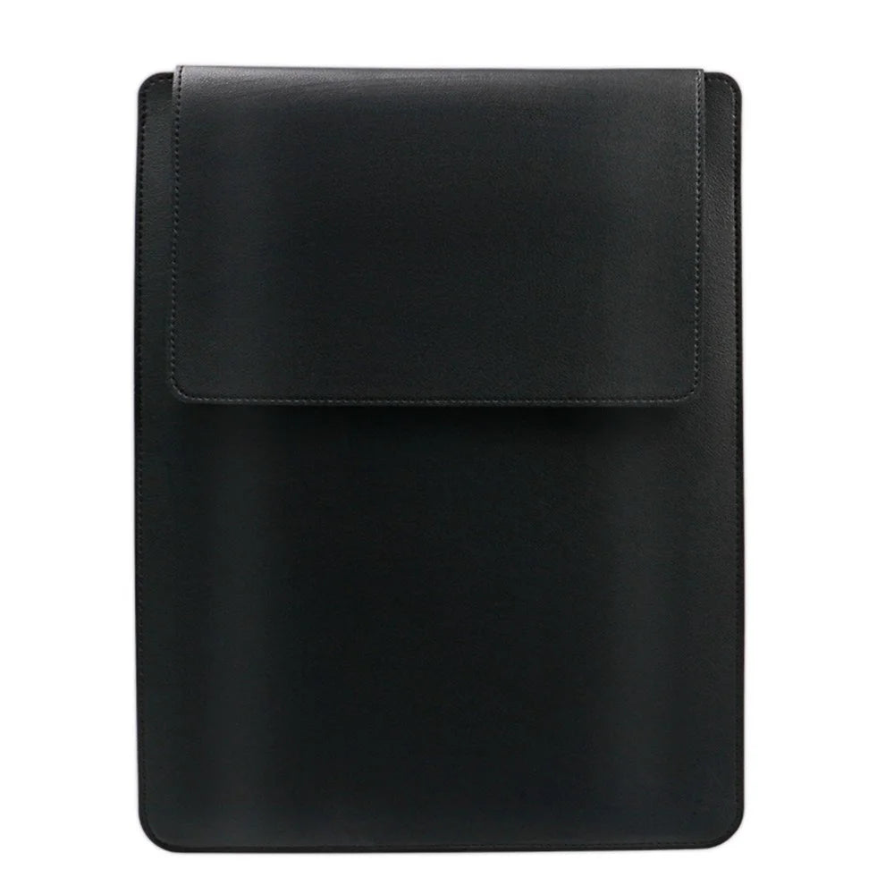 13.3-14 inch Notebook Carrying Bag Fold Laptop Stand Slim PU Leather Waterproof Sleeve Case - Black - 1