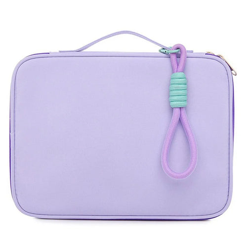 606 For iPad MacBook MateBook 13.3 / 14 Inch Laptop Bag Nylon Handbag with Hanging Ornament - Purple - 1