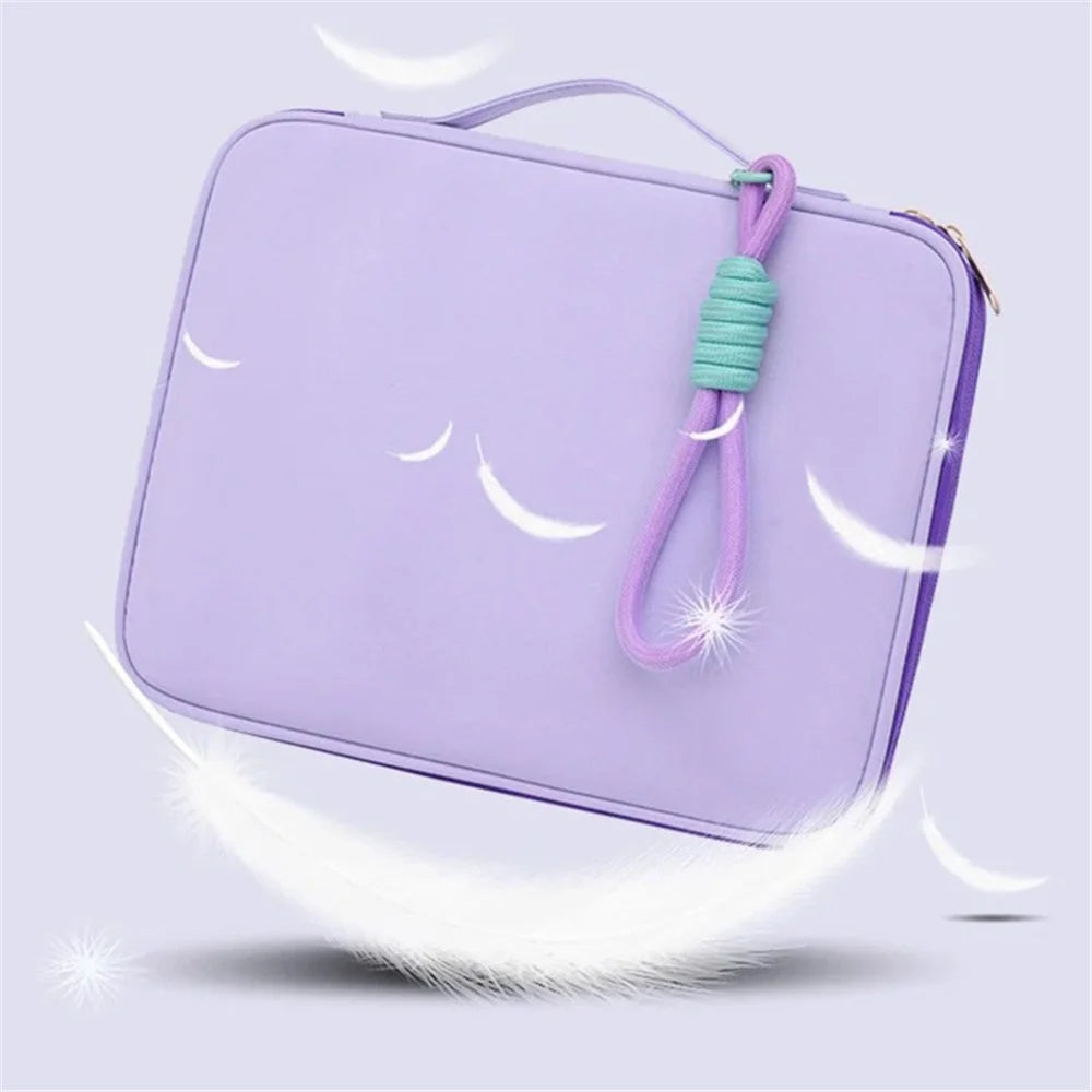 606 For iPad MacBook MateBook 13.3 / 14 Inch Laptop Bag Nylon Handbag with Hanging Ornament - Purple - 2