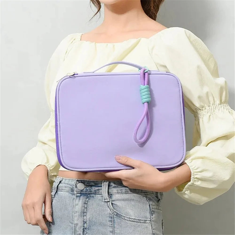 606 For iPad MacBook MateBook 13.3 / 14 Inch Laptop Bag Nylon Handbag with Hanging Ornament - Purple - 3