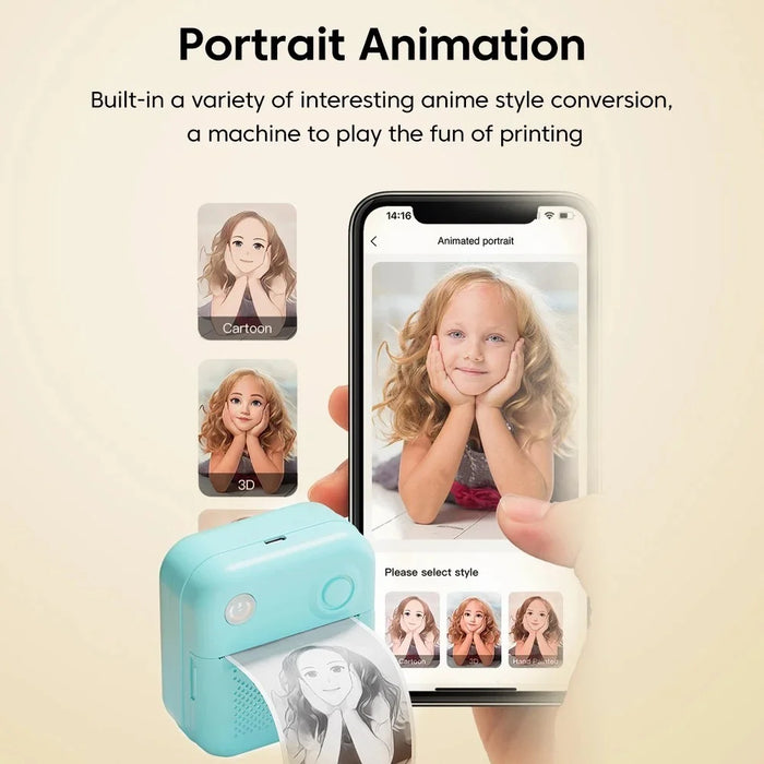 D3 Wireless Portable Printer with Printing Paper for Photos, Labels, Notes - White - 4