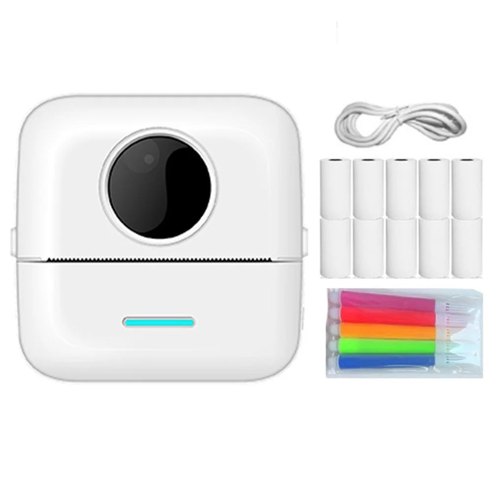 X5 Wireless Thermal Photo Printer Pocket Label Maker with Printing Paper + Color Pen - 1