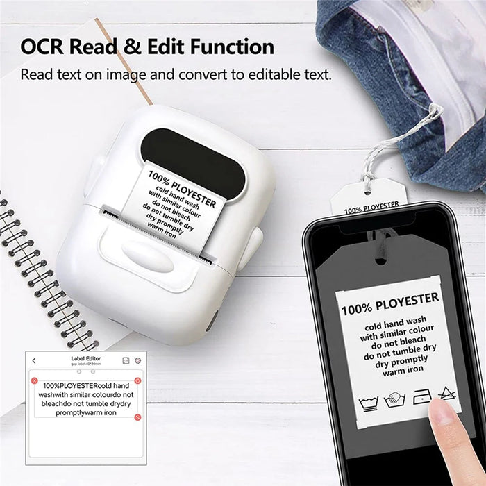 MARKLIFE P50 Mini Bluetooth-compatible Thermal Label Printer with 1 Roll Print Paper - White - 6