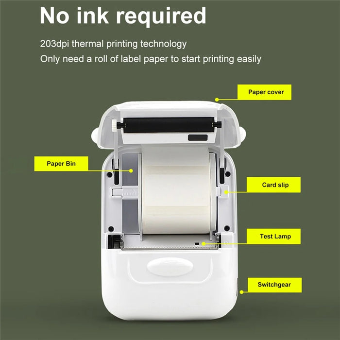MARKLIFE P50 Mini Bluetooth-compatible Thermal Label Printer with 1 Roll Print Paper - White - 7
