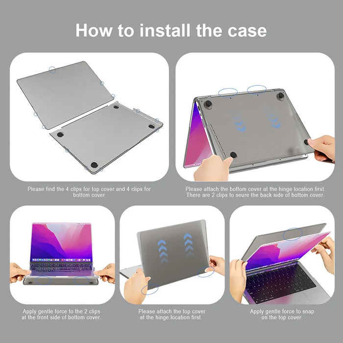 BENWIS MP-SMC For MacBook 12 inch (2015)  / (2016) / (2017)  / (2018) A1534 Case Laptop Back Cover - Transparent Black - 6