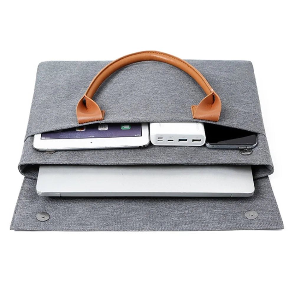 11.6-13.3 inch Small Laptop Bag with PU Handle Oxford Cloth Computer Carrying Case Business Office Work Bag -  Silver - 3