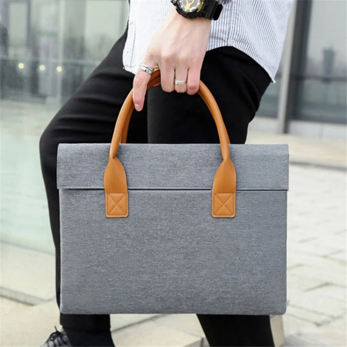 14.5-15.6 inch Large Laptop Carrying Case Oxford Cloth Computer Carrying Bag with PU Handle - Silver - 2
