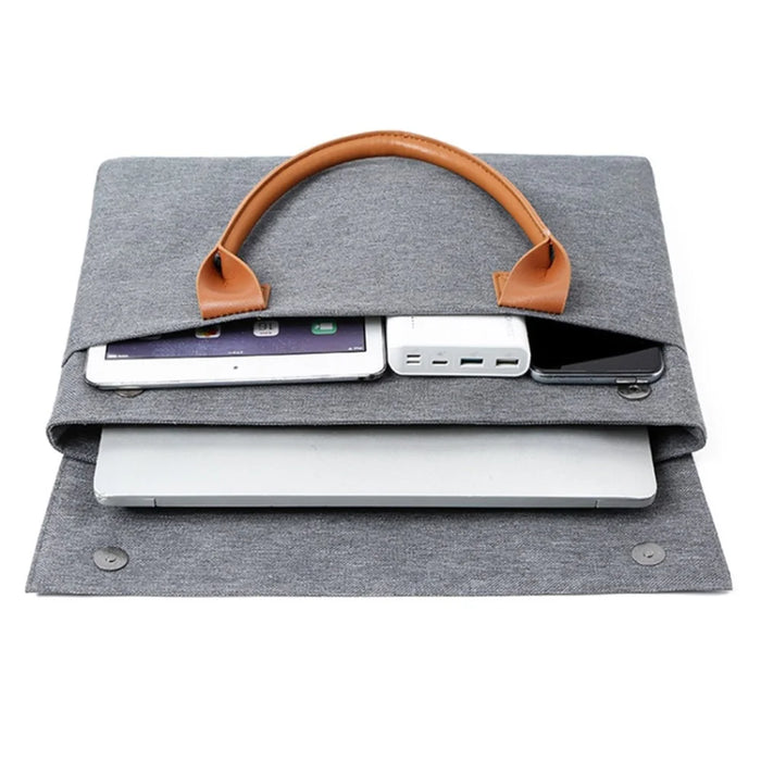 14.5-15.6 inch Large Laptop Carrying Case Oxford Cloth Computer Carrying Bag with PU Handle - Silver - 3