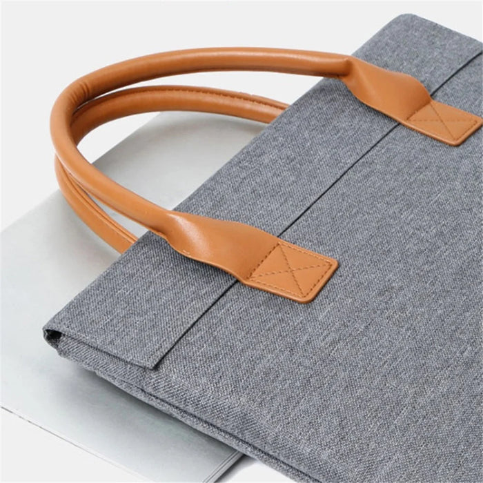 14.5-15.6 inch Large Laptop Carrying Case Oxford Cloth Computer Carrying Bag with PU Handle - Silver - 5