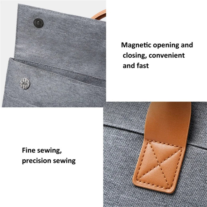 14.5-15.6 inch Large Laptop Carrying Case Oxford Cloth Computer Carrying Bag with PU Handle - Silver - 7