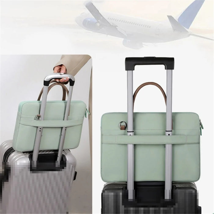 14-14.6 Inch Notebook Computer Bag Oxford Cloth Laptop Shoulder Messenger Bag with Soft Liner - Green - 7