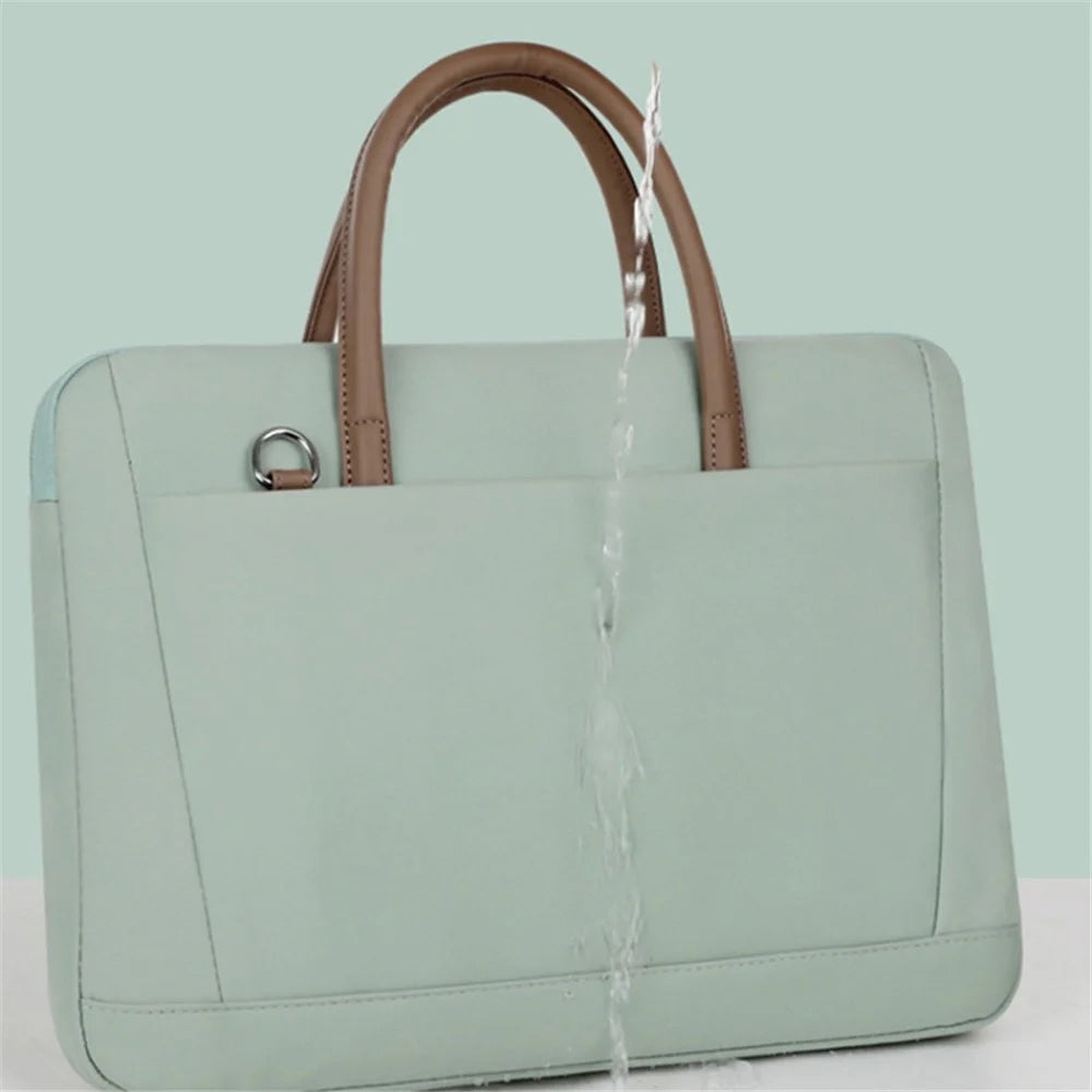 13-13.3 Inch Laptop Bag Waterproof Notebook Computer Handbag with Shoulder Strap - Green - 3