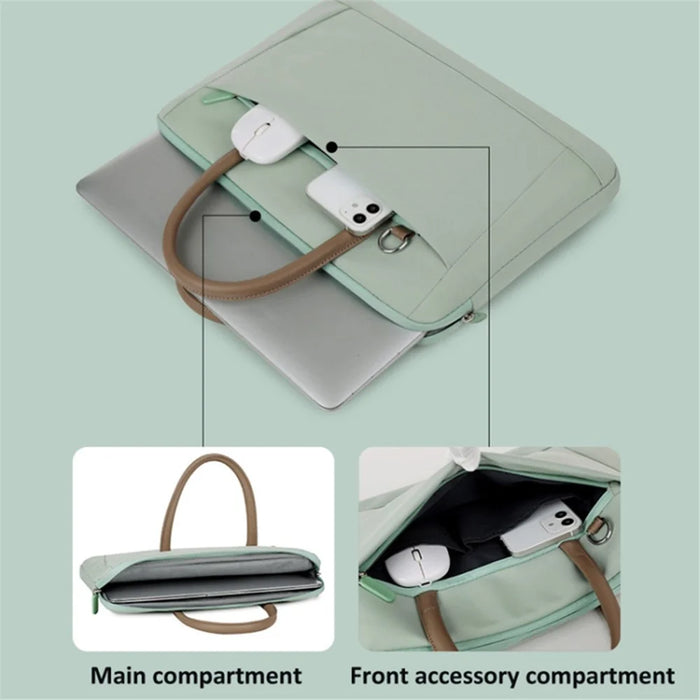 15-16.1 inch Laptop Bag Waterproof Computer Carrying Case with Trolley Strap Design - Green - 4