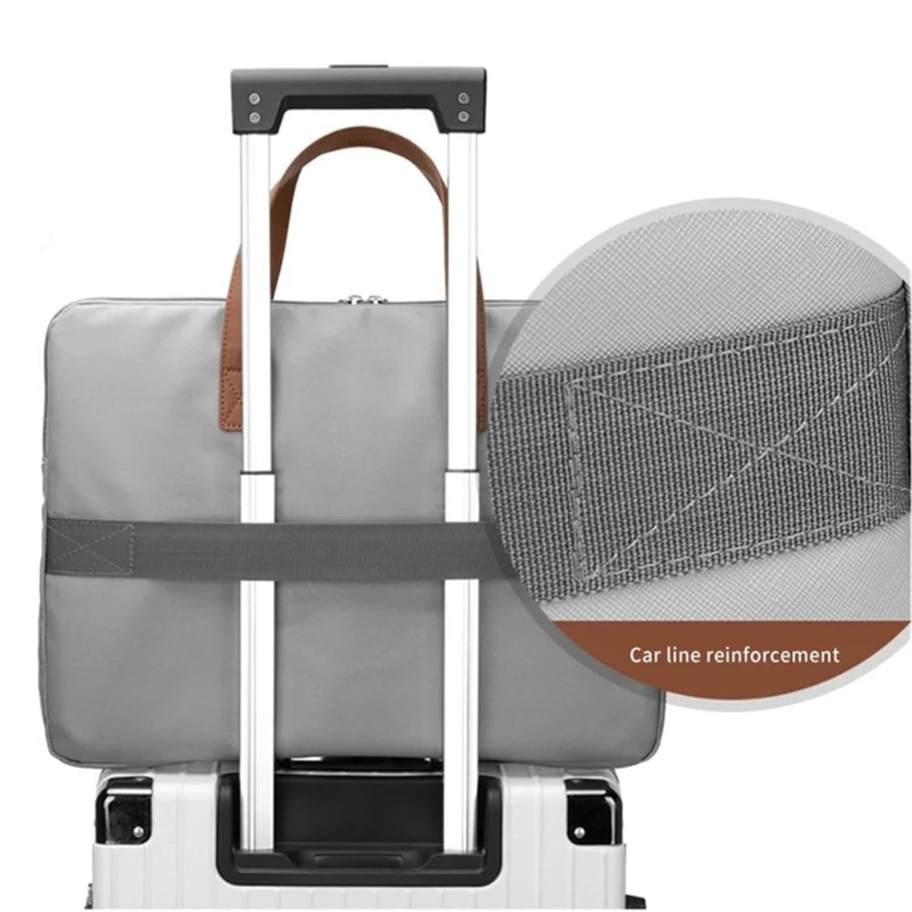15.6 Inch Laptop Briefcase Splicing Color PU Leather Water Repellent Computer Carrying Bag - Grey - 5