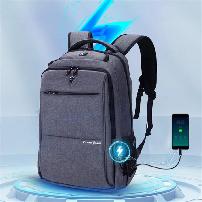 VICTORIATOURIST V906 USB 17.3-inch Laptop Backpack Travel Dual Shoulder Bag with USB Port, Upgraded Version - Grey - 5