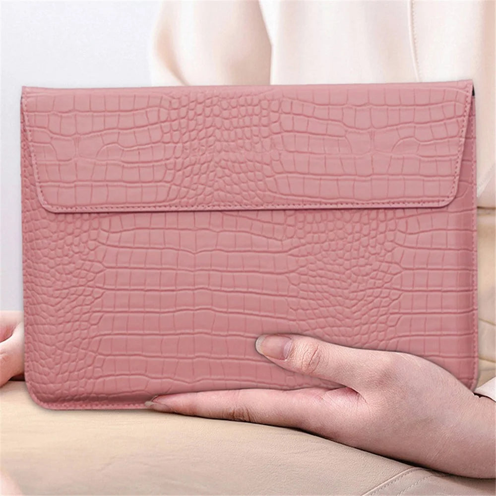 13.3 inch Notebook Computer Storage Bag Laptop Sleeve PU Leather Bag - Light Pink - 7