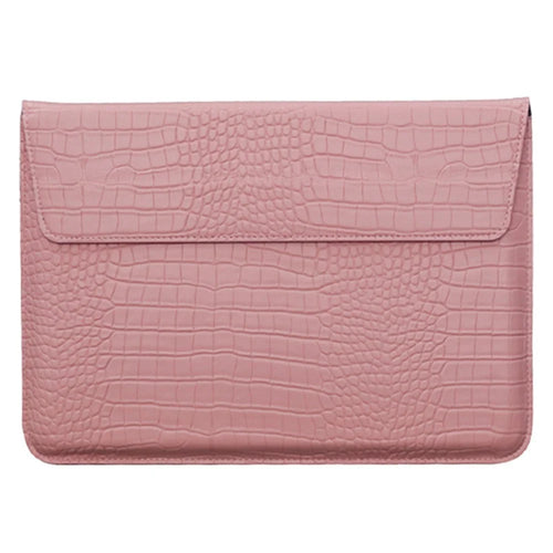 15.4-Inch Laptop Sleeve Crocodile Texture PU Leather Notebook Computer Storage Bag - Light Pink - 1