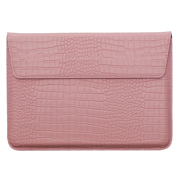 15.4-Inch Laptop Sleeve Crocodile Texture PU Leather Notebook Computer Storage Bag - Light Pink - 1