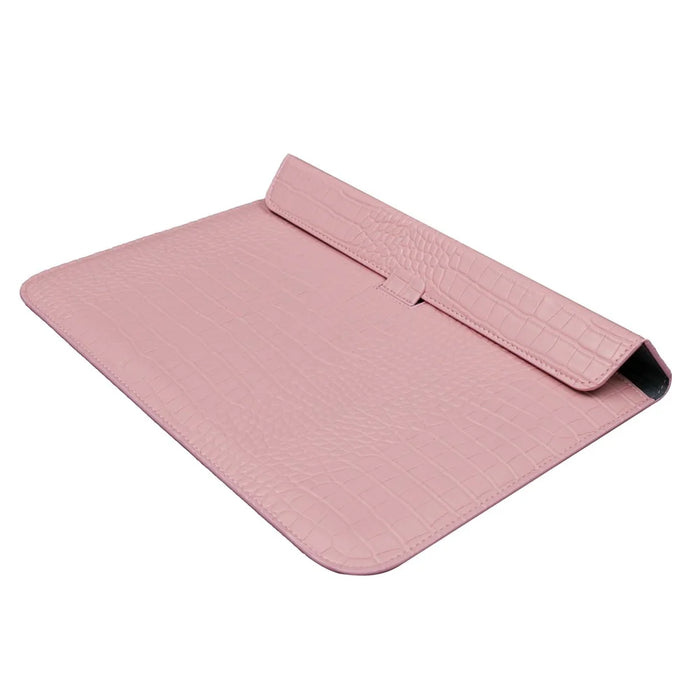 15.4-Inch Laptop Sleeve Crocodile Texture PU Leather Notebook Computer Storage Bag - Light Pink - 4