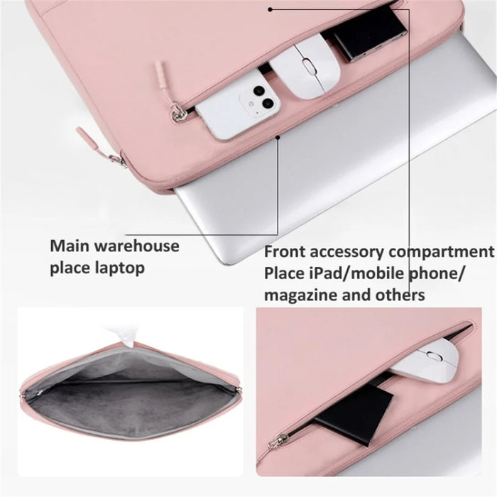 14-14.6 inch Laptop Case Oxford Cloth Laptop Bag Notebook Briefcase Phone Mouse Storage Bag - Pink - 4