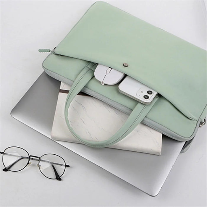 C81-15-15.6 inch Computer Case Portable Laptop Bag with Plush Lining Laptop Accessories Storage Bag - Green - 5