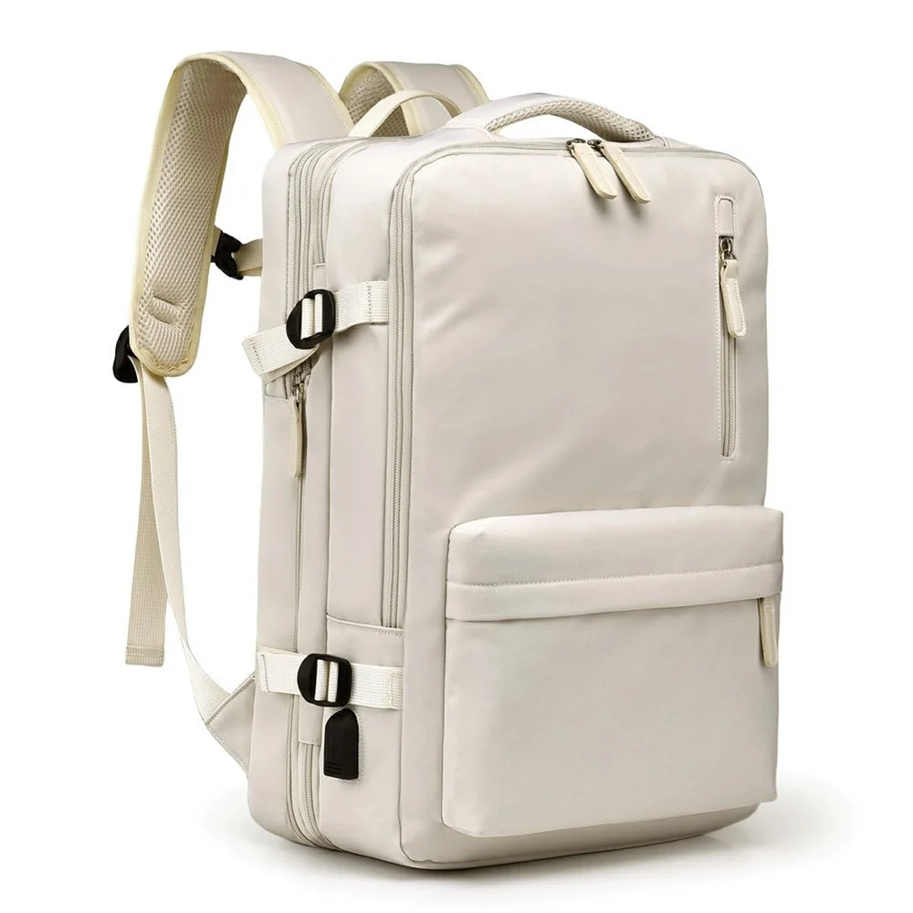POFOKO PV24 Capacity Expandable Travel Backpack Student Laptop Carrying Daypack with USB Port - Beige - 2
