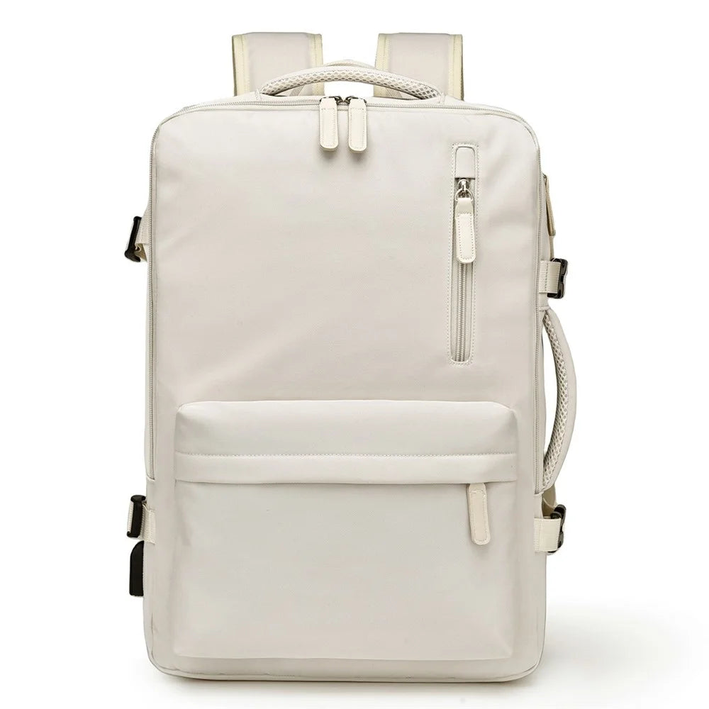 POFOKO PV24 Capacity Expandable Travel Backpack Student Laptop Carrying Daypack with USB Port - Beige - 3
