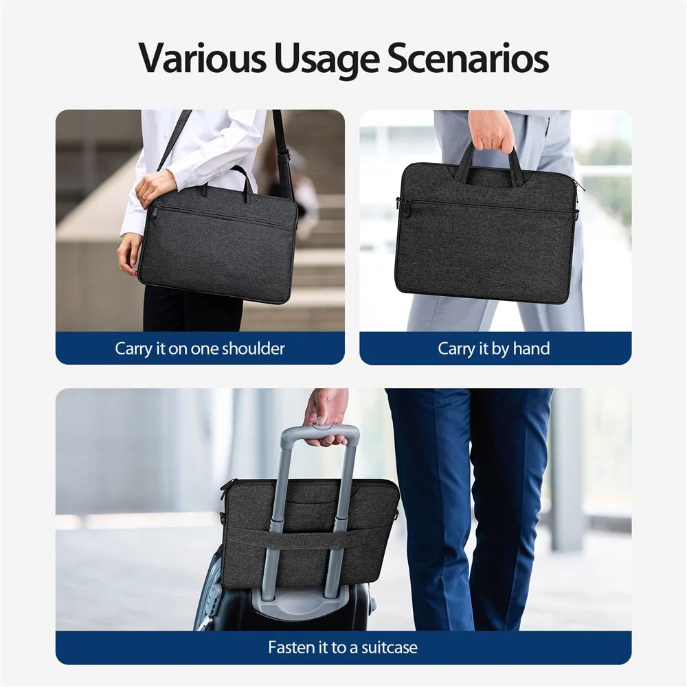 DUX DUCIS LBJB Series 14-15.4 Inch Notebook Pouch Waterproof Laptop Handbag with Shoulder Strap - Black - 5