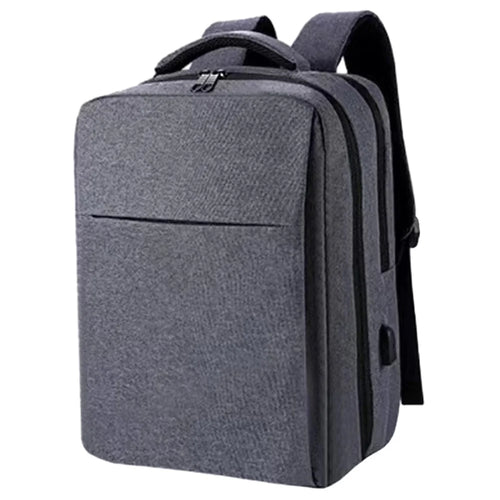 14-15.6 inch Laptop Backpack Oxford Cloth Dual Layer Outdoor Travel Bag with Outer USB Port - Grey - 1