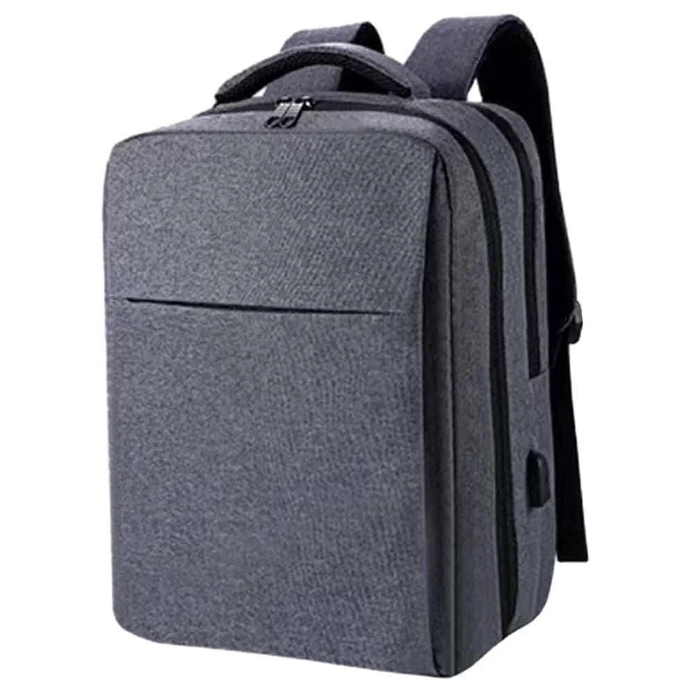 14-15.6 inch Laptop Backpack Oxford Cloth Dual Layer Outdoor Travel Bag with Outer USB Port - Grey - 1