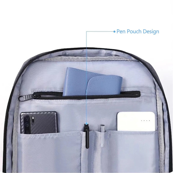 14-15.6 inch Laptop Backpack Oxford Cloth Dual Layer Outdoor Travel Bag with Outer USB Port - Grey - 2