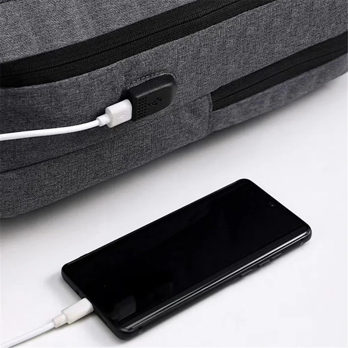 14-15.6 inch Laptop Backpack Oxford Cloth Dual Layer Outdoor Travel Bag with Outer USB Port - Grey - 5