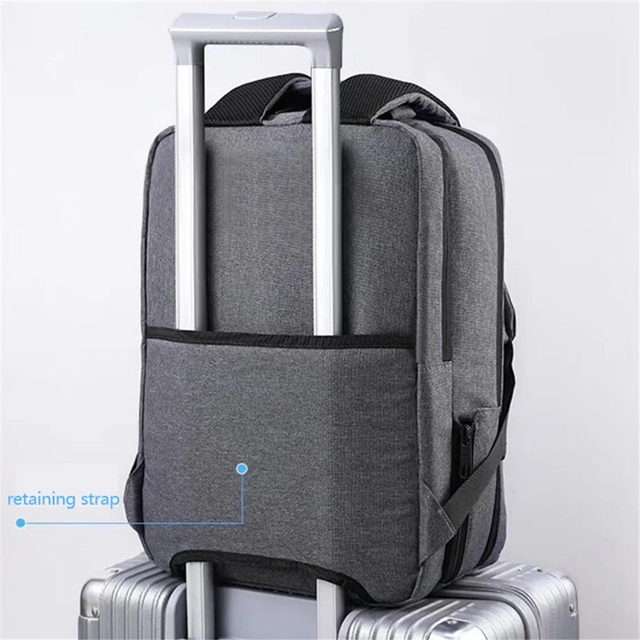 14-15.6 inch Laptop Backpack Oxford Cloth Dual Layer Outdoor Travel Bag with Outer USB Port - Grey - 7