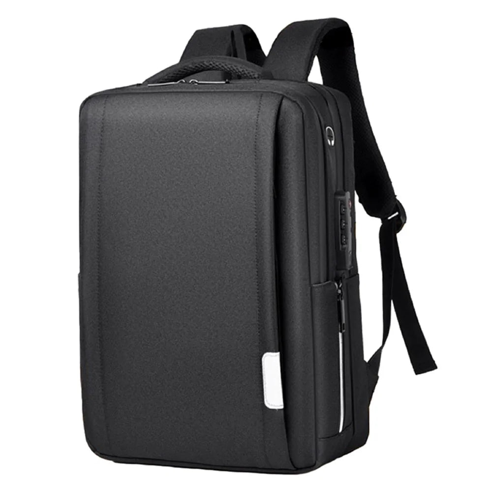 16.1 inch Laptop Backpack with Anti-Theft Lock Oxford Cloth Notebook Shoulder Bag - Black - 1