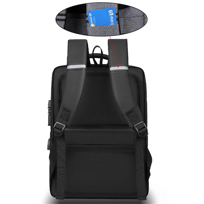 16.1 inch Laptop Backpack with Anti-Theft Lock Oxford Cloth Notebook Shoulder Bag - Black - 4