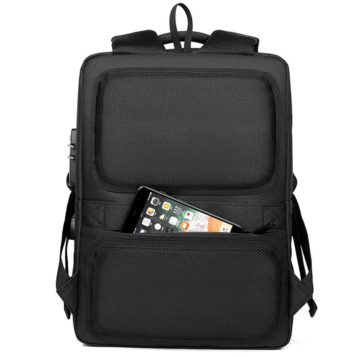 16.1 inch Laptop Backpack with Anti-Theft Lock Oxford Cloth Notebook Shoulder Bag - Black - 6