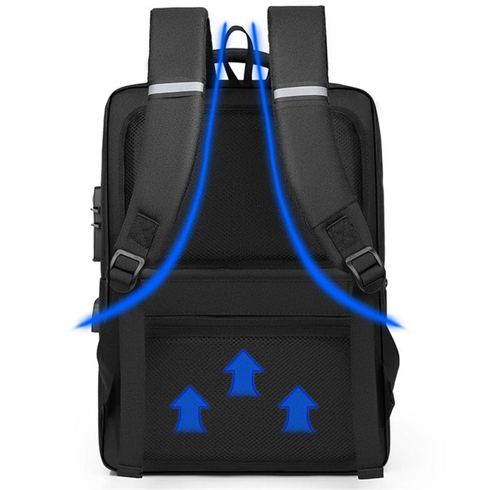 16.1 inch Laptop Backpack with Anti-Theft Lock Oxford Cloth Notebook Shoulder Bag - Black - 7