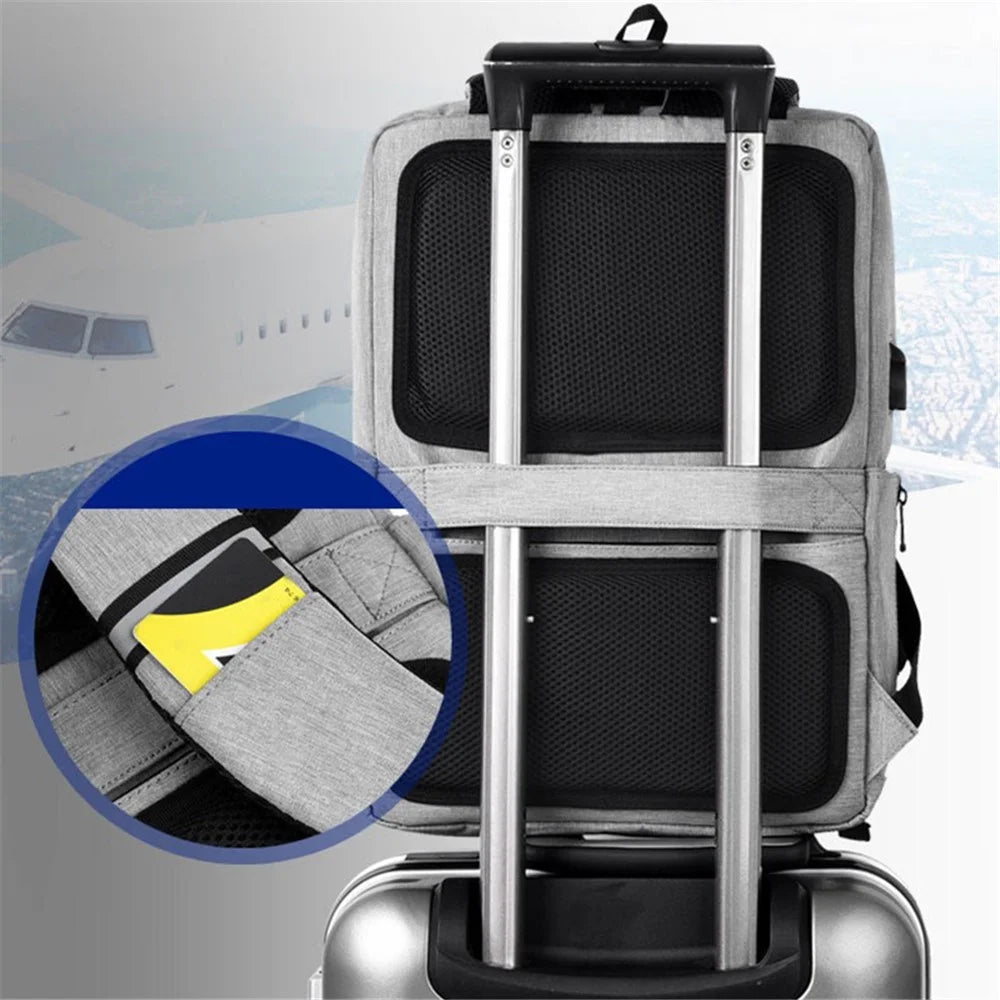 17 inch Laptop Backpack Oxford Cloth Notbook Rucksack Bag with USB Charging Port - Grey - 5