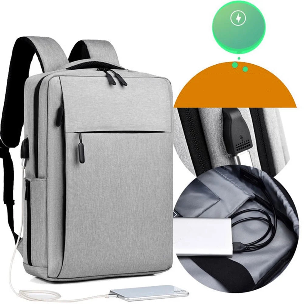 17 inch Laptop Backpack Oxford Cloth Notbook Rucksack Bag with USB Charging Port - Grey - 6