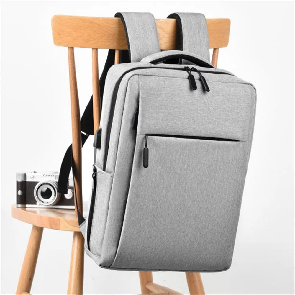 17 inch Laptop Backpack Oxford Cloth Notbook Rucksack Bag with USB Charging Port - Grey - 7