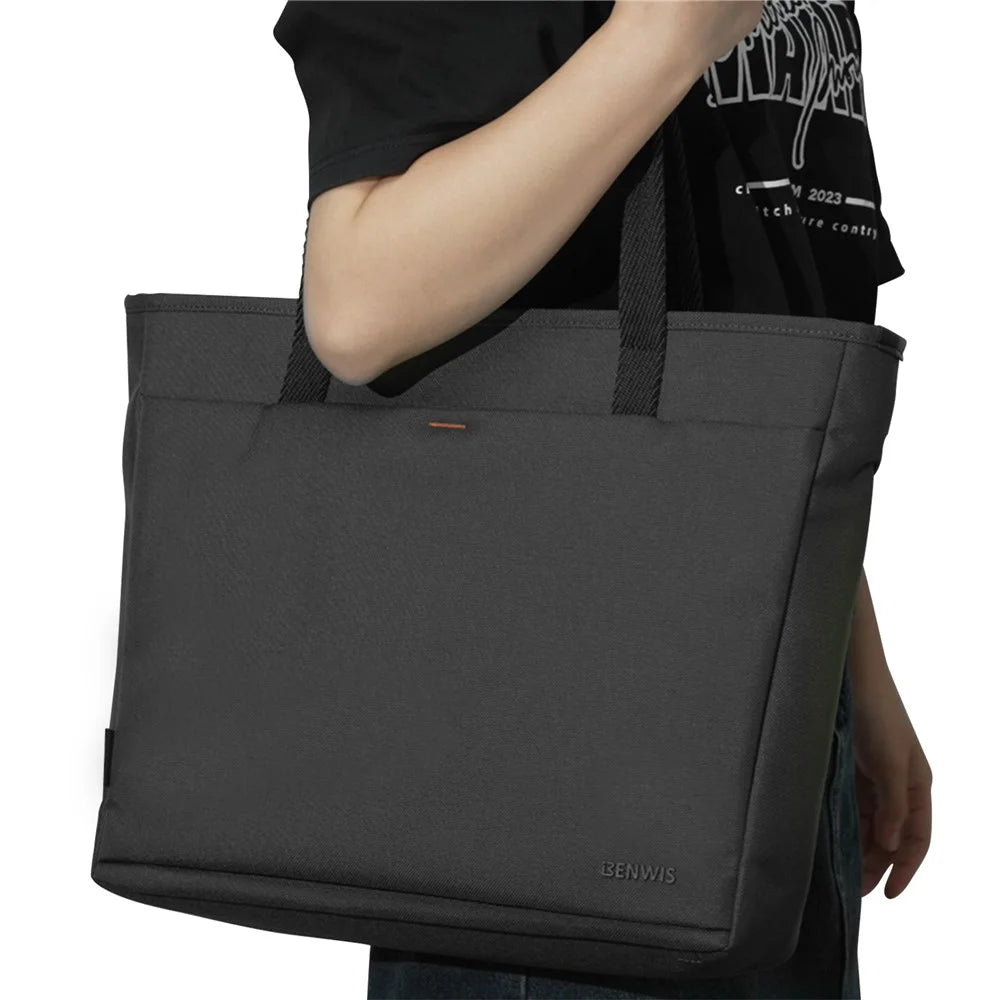 BENWIS LT-LHB-1-BK Laptop Tote Bag Nylon 1000D Notebook Shoulder Bag for Work Travel - Black - 3