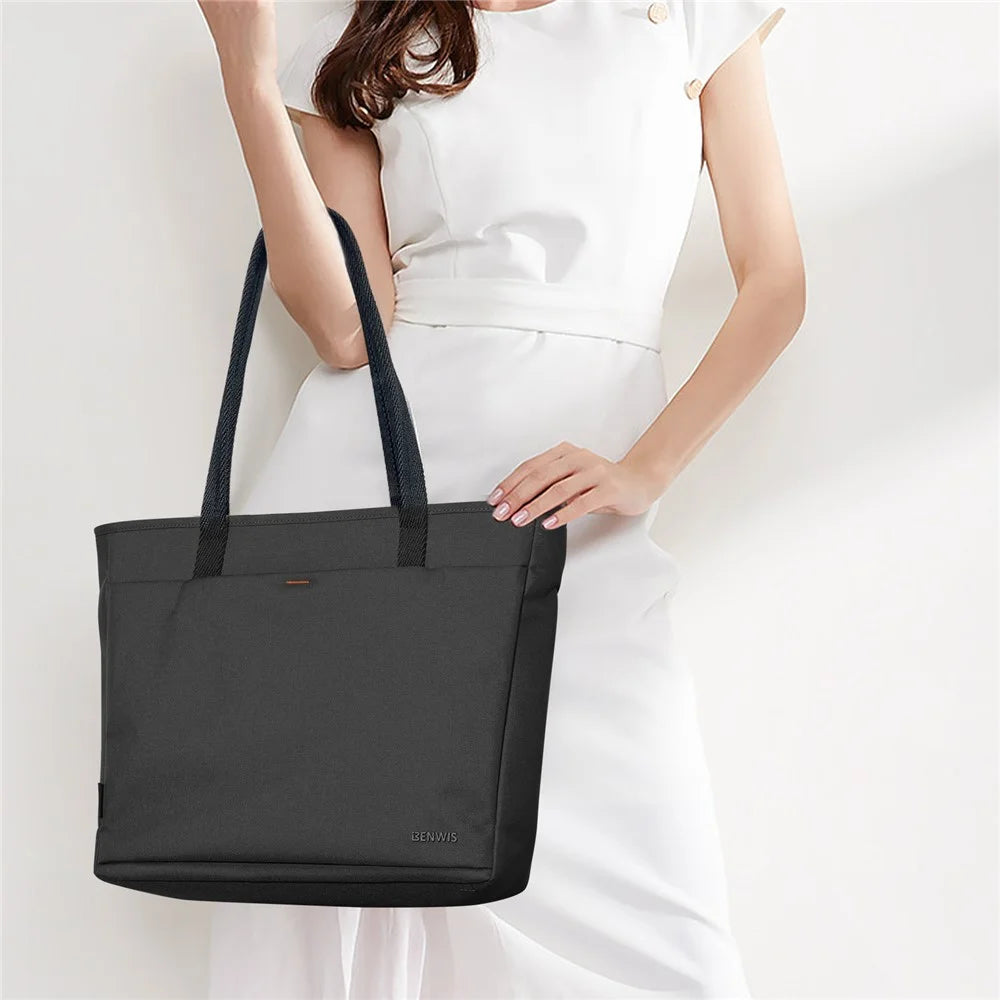 BENWIS LT-LHB-1-BK Laptop Tote Bag Nylon 1000D Notebook Shoulder Bag for Work Travel - Black - 4