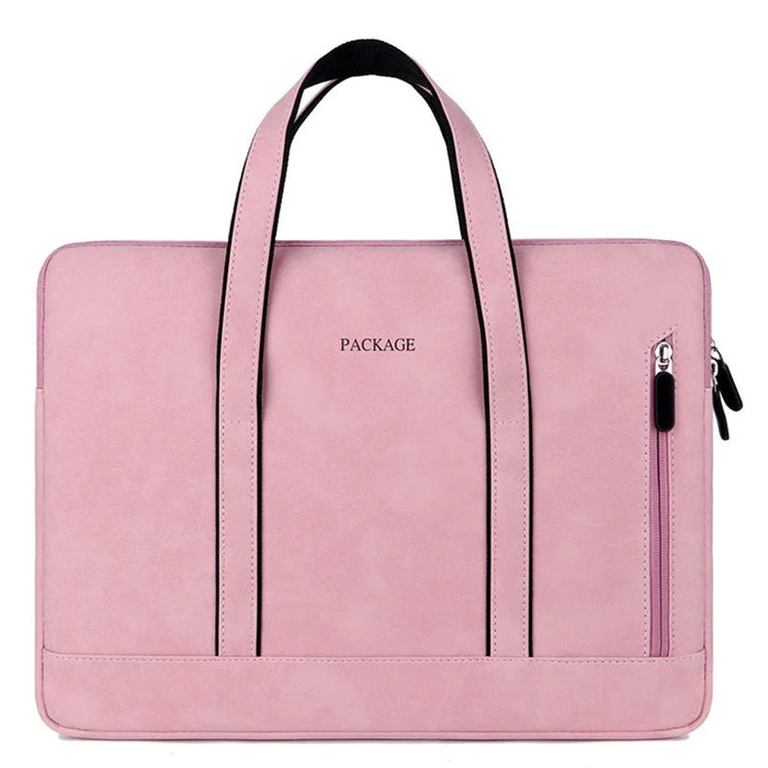 Q5 15-15.6 inch Laptop Anti-scratch Lining Handbag PU Leather Notebook Carrying Bag - Pink - 1