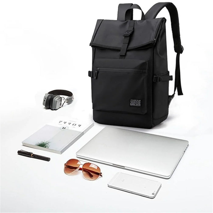 16-Inch Laptop Backpack Large Capacity Oxford Cloth Travel Bag - Black - 4